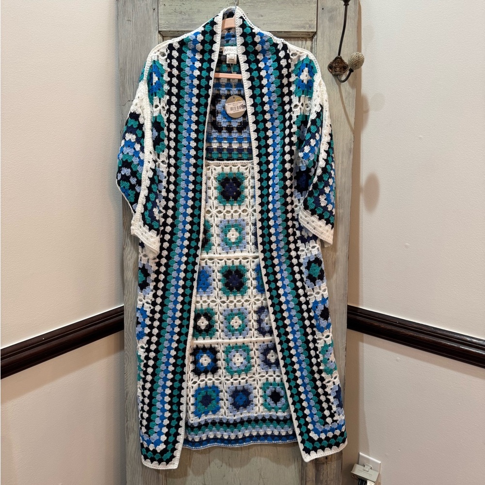 Apricot granny square crochet cardigan NWT Boho Small Med - Picture 3 of 9